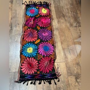 Mexican table runner . Embroidered table runner. Vintage . Antique